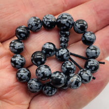 Load image into Gallery viewer, Snow Flake Obsidian 7" Strung Strand Round | 8mm | Black White | 21 Beads
