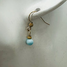 Load image into Gallery viewer, Natural Hemimorphite Yellow Gold 14kgf Earrings | 1 1/2" Long | Blue | 1 Pair |