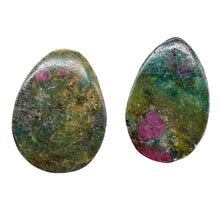 Load image into Gallery viewer, Ruby Zoisite Tear Drop Beads | 30x21x5mm | Green, Red | 2 Pendant Beads |