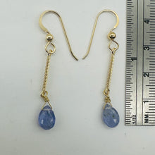 Load image into Gallery viewer, Tanzanite 14K Gold Filled Dangle Wire Wrap Earrings | Lavender | 1 Inch Long |