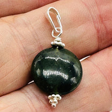 Load image into Gallery viewer, Chinese Jade Sterling Sterling Silver Pendant | Green | 1 1/4" Long | 1 Pendant|
