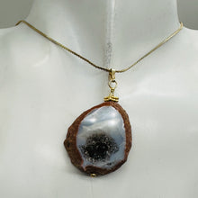 Load image into Gallery viewer, Blue Chalcedony Druzy Circe's Cave 14K Gold Filled Pendant | 1 3/4"Long |