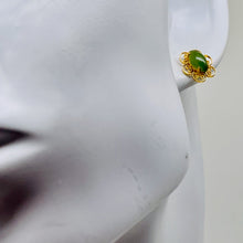 Load image into Gallery viewer, Aventurine Gold Trimmed Sterling Silver Oval Earrings| 7x4mm | Green | 1 Pair |