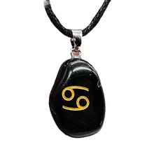 Load image into Gallery viewer, Zodiac Cancer Obsidian Stone Oval Pendant | 1 1/2" Long | Black | 1 Pendant |