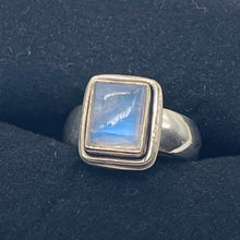 Load image into Gallery viewer, Moonstone Sterling Silver Rectangle Ring | Size 6.5 | Blue | 1 Ring |
