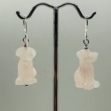 Load image into Gallery viewer, Faithful Puppy Dog Rose Quartz Hand Carved Sterling Silver Earrings