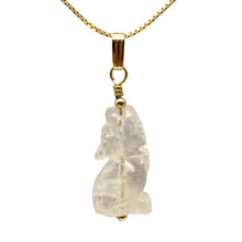 Load image into Gallery viewer, Howling! Clear Quartz 14K Gold Filled Wolf Coyote Pendant 509282QZG