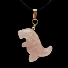Load image into Gallery viewer, Rose Quartz Tyrannosaurus Rex Dinosaur Pendant Necklace|14k Gold Filled Jewelry