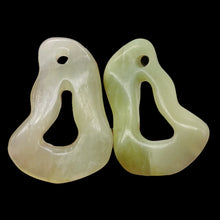 Load image into Gallery viewer, Serpentine New Jade 40g Irregular Loop 2 Pendant Beads | 56x40x9mm| Light Green|