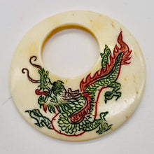 Load image into Gallery viewer, Dragon Round Pendant Bead | 35x4mm | Red White Green | 1 Bead |