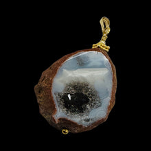 Load image into Gallery viewer, Blue Chalcedony Druzy Circe's Cave 14K Gold Filled Pendant | 1 3/4"Long |