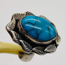 Load image into Gallery viewer, Turquoise Sterling Silver Oval w/Leaves Ring | 5.5 | Blue | 1 Ring |