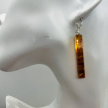 Load image into Gallery viewer, Amber Rectangle Dangle Sterling Silver Earrings | 2" Long | Amber | 1 Pair |