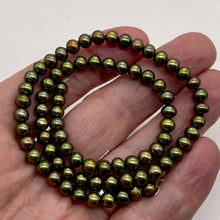 Load image into Gallery viewer, Fresh Water Pearls Round 16" Strand | 6mm | Iridescent Olive | 74 Pearls |