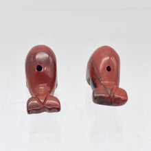 Load image into Gallery viewer, Carved One Animal Brecciated Jasper Whale Beads | 21x11x9mm | Red, Grey