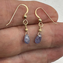Load image into Gallery viewer, Tanzanite 14K Gold Filled Drop Wire Wrap Earrings | Lavender | 1 Inch Long |