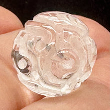 Load image into Gallery viewer, Dragon Long Life Carved Quartz Round Pendant Bead | 18mm | Clear | 1 Bead |