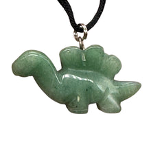 Load image into Gallery viewer, Aventurine Stegosaurus Dinosaur Pendant Necklace | 3/4" Long | Green, Pink |