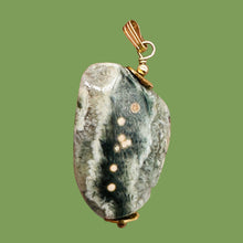 Load image into Gallery viewer, Ocean Jasper 14K Gold Filled Pendant| 1 5/8" Long| Gold, Green, Gray| 1 Pendant|