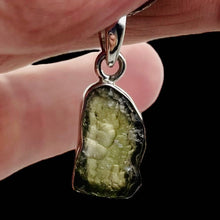 Load image into Gallery viewer, Moldavite 9.52ct Sterling Silver Rectangular Pendant| 1" Long| Green| 1 Pendant|