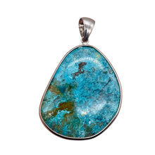 Load image into Gallery viewer, Chrysocolla Sterling Silver Oval Pendant | 2" Long | Blue | 1 Pendant |