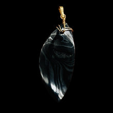 Load image into Gallery viewer, Psilomelane AAA with Spakling Crystals Marquise Pendant | 48x20x8mm | Black |