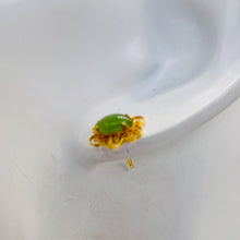 Load image into Gallery viewer, Aventurine Gold Trimmed Sterling Silver Oval Earrings| 7x4mm | Green | 1 Pair |