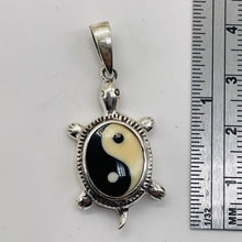 Load image into Gallery viewer, Yin Yang Sterling Silver Turtle Pendant | 1 1/2" Long | White Black | 1 Pendant |