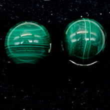 Load image into Gallery viewer, Malachite Sterling Silver Post Round Earrings | 8mm | Green | 1 Pair |