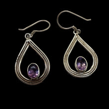 Load image into Gallery viewer, Semi-Precious Natural Amethyst Sterling Silver Drop Earrings | 1 1/2" Long |