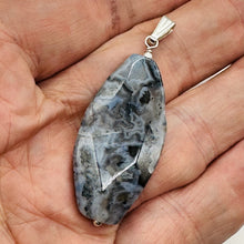 Load image into Gallery viewer, Ocean Jasper Sterling Silver Pendant | 2 1/4" Long | Lavender, Black| 1 Pendant|
