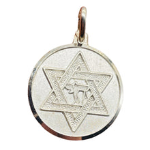 Load image into Gallery viewer, Star of David with Chai Sterling Silver Round Charm | 1" Long | Silver| 1 Charm|