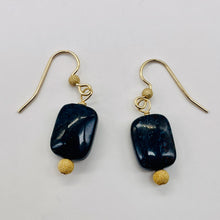 Load image into Gallery viewer, Pietersite Rectangle Bead 14K Gold Filled Earrings | 1 3/4" | Black Blue |