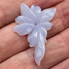 Load image into Gallery viewer, Chalcedony 17ct Hand Carved Flower Bead | 43x25x4mm | Blue | 1 Pendant Bead |