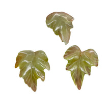 Load image into Gallery viewer, Carved Serpentine New Jade Leaf Bead Set | 23x22x4 to 28x27x4mm | 3 Beads |