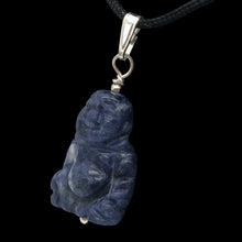 Load image into Gallery viewer, Namaste Hand Carved Sodalite Buddha and Sterling Silver Pendant, 1.5" Long
