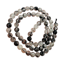 Load image into Gallery viewer, Shine! Natural Untreated Tourmalated Quartz Faceted Round Bead Strand | 6 mm |