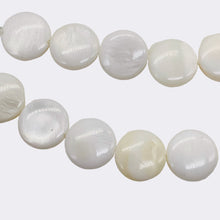 Load image into Gallery viewer, Mother of Pearl Natural Pi Circle Round Beads | 11x3mm | White | 4 Beads |