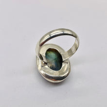 Load image into Gallery viewer, Labradorite Sterling Silver Oval Stone Ring | 8.5 | Blue Orange Flash | 1 Ring |