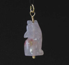 Load image into Gallery viewer, Rose Quartz Wolf Pendant Necklace | Semi Precious Stone Jewelry | 14k Pendant