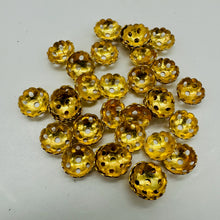 Load image into Gallery viewer, 2 Precious 22K Vermeil Lacy 3x9mm Bead Caps 008587