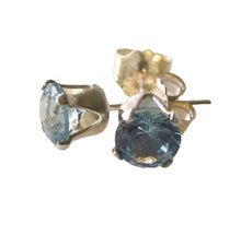 Load image into Gallery viewer, March! Round 5mm Created Aquamarine & 925 Sterling Silver Stud Earrings 10147C