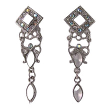 Load image into Gallery viewer, ! Shimmer! Silvertone & White Crystal Fashion Earrings 10079C
