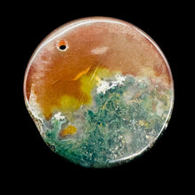 Load image into Gallery viewer, Limbcast Moss Agate Disc Pendant Bead | 34x2mm | Orange, White | 1 Bead |