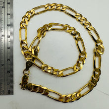 Load image into Gallery viewer, Italian 18K Gold Vermeil Figaro Chain Bracelet 7mm 16" Sterling Silver 25g