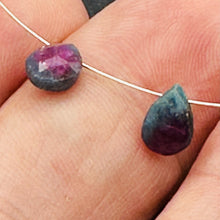Load image into Gallery viewer, Ruby Zoisite Exquisite Flat Pear Briolette Beads | 7x6x3mm| Green, Red| 2 Beads|