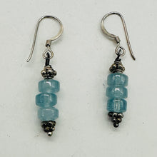 Load image into Gallery viewer, Aquamarine Dangling Sterling Silver Earrings | 1 1/2" Long | Blue, Silver |