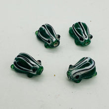 Load image into Gallery viewer, Frog Lampwork Glass Jumping Froggie Beads| 17x12x9mm | Forest Green | 4 Beads |