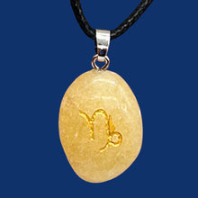 Load image into Gallery viewer, Zodiac Capricorn Jasper Stone Oval Pendant | 1 1/2" Long | Yellow | 1 Pendant |