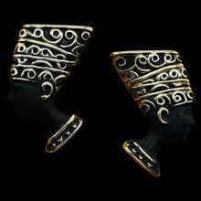 Load image into Gallery viewer, Queen Nefertiti Sterling Silver Stud Earrings 1" Egyptian Jewelry